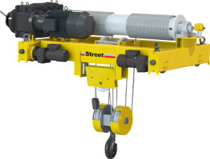 A yellow VX wire rope hoist