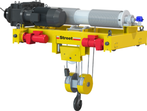 A yellow VX wire rope hoist
