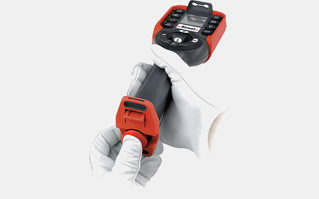 Red and black radio control for cranes