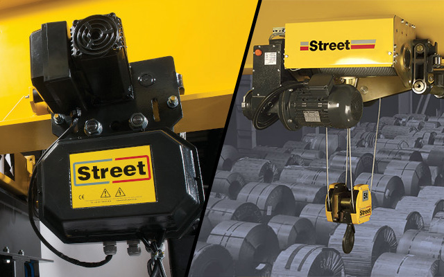 Two types of hoists, side by side